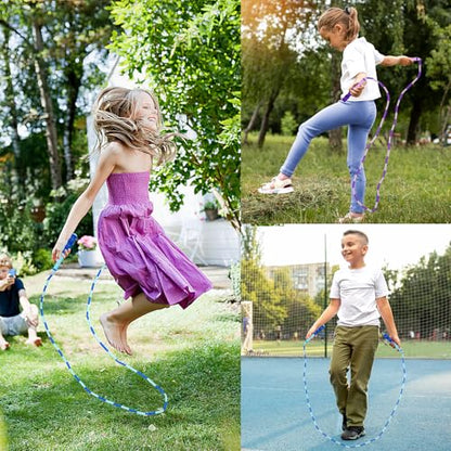 Jump Rope for Kids, Adjustable Jump Ropes for 4 5 6 7 8 10 12, Tangle Free Jumping Rope Age 8-12, Segmented Soft Beaded Skipping Rope for Women Fitness - color: Blue and Purple