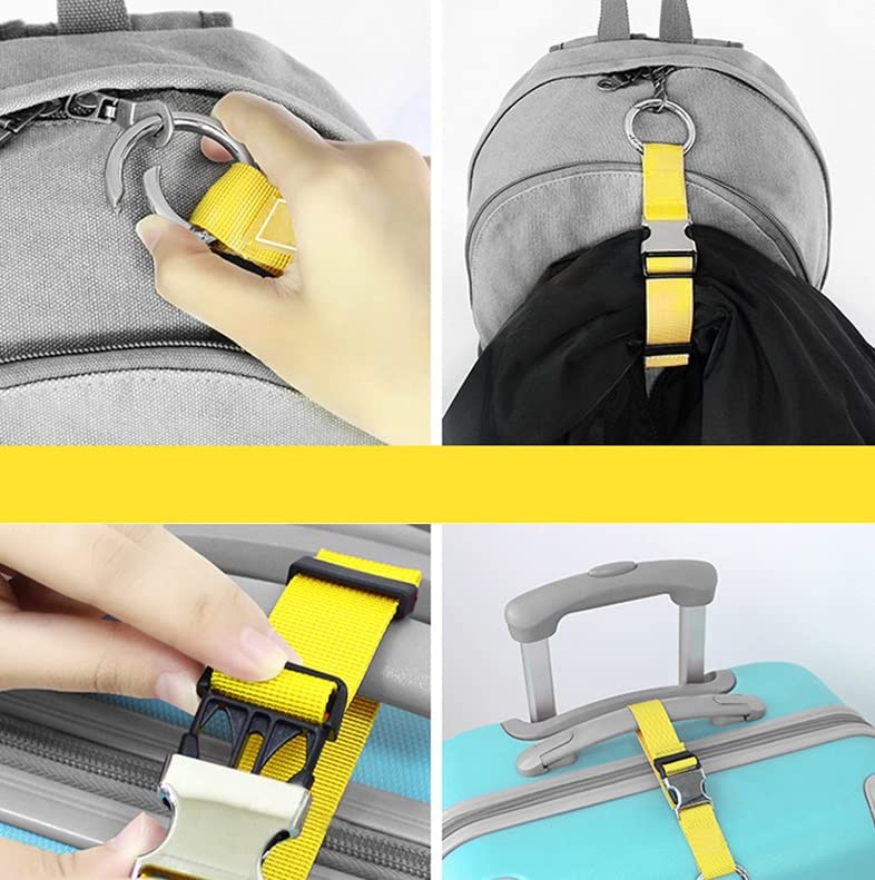 2PCS Add a Bag Luggage Strap Jacket Gripper,Heavy Duty Luggage Straps Carry-on Baggage Suitcase Straps Belts Travel Accessories,Carry Your Extra Bag Straps (Yellow) - color: Yellow