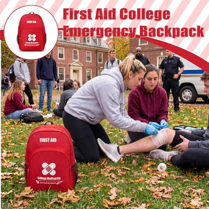Tallew First Aid Bag Empty College Emergency Backpack Medical Kit Bag Waterproof Polyester First Responder Backpack for College Travel Trips, Camping, Dorm Use