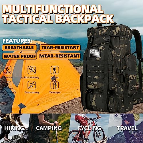 45L Hiking Backpack Waterproof Travel Daypack Camping Backpack for Men Women (Black) - color: Black Cp