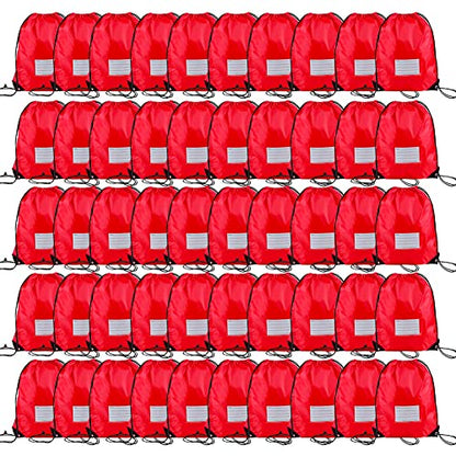 CODOBON 50 Pack Drawstring Bags,Bulk Draw String Backpack, DIY Gym Sports Cinch Bag Sackpack for Women Men, Red - color: Red