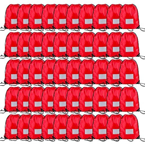 CODOBON 50 Pack Drawstring Bags,Bulk Draw String Backpack, DIY Gym Sports Cinch Bag Sackpack for Women Men, Red - color: Red