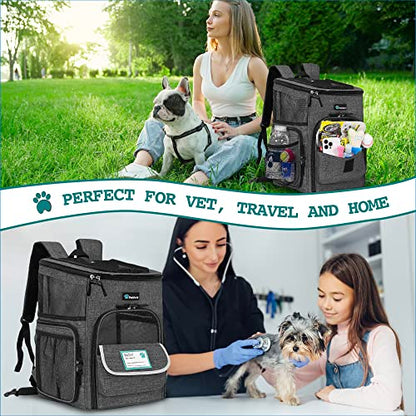 PetAmi Dog Backpack Carrier, Airline Approved 4-Way Entry Cat Backpack Carrier, Ventilated Mesh, Collapsible Pet Carrier for Small Puppy, Kitten, Hiking, Travel Car, Vet, up to 18 lbs, Charcoal Gray - color: Charcoal