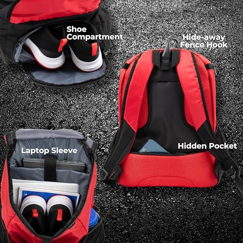 Athletico Basketball Bag - Large Basketball Backpack for Men & Women - Volleyball & Soccer - color: Red