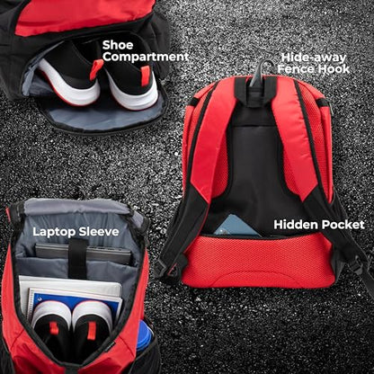 Athletico Basketball Bag - Large Basketball Backpack for Men & Women - Volleyball & Soccer - color: Red