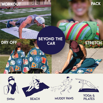 Sprints Athletic Running Towel, Full-Sized, Car Seat Cover - Performance Microfiber (Garden of Races Past - Pink) - color: Garden of Races Past Pink