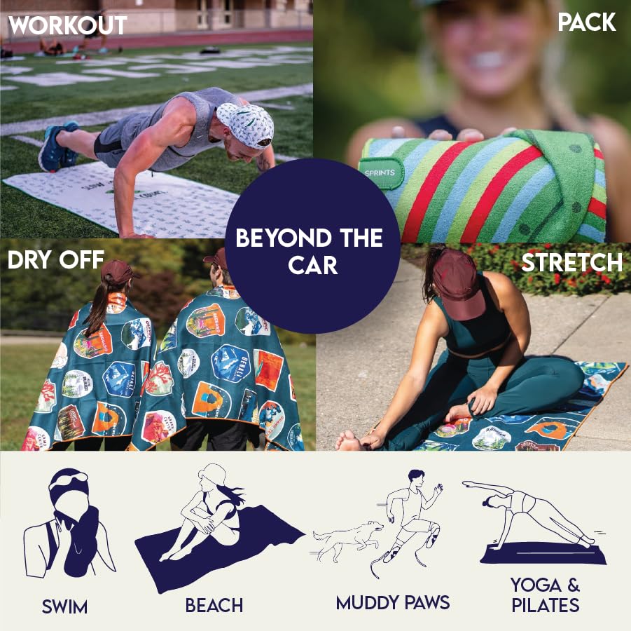 Sprints Athletic Running Towel, Full-Sized, Car Seat Cover - Performance Microfiber (Steppes Frontier) - color: Steppes Frontier