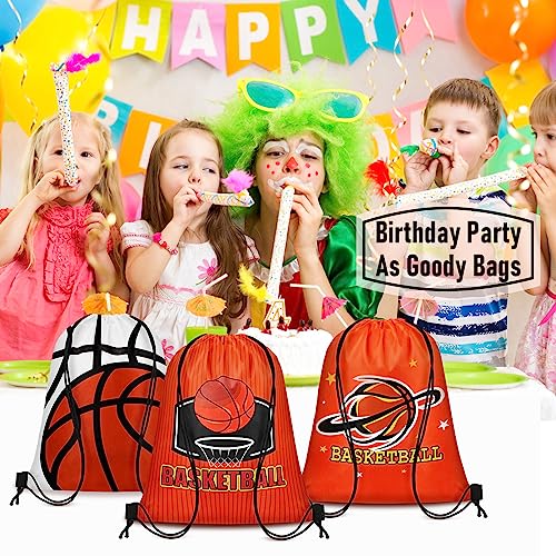 Grneric 18 Pcs Basketball Party Favor Bags Drawstring Bags Bulk Candy Goodie Bag Basketball Themed Presents for Sports Teams - color: Basketball