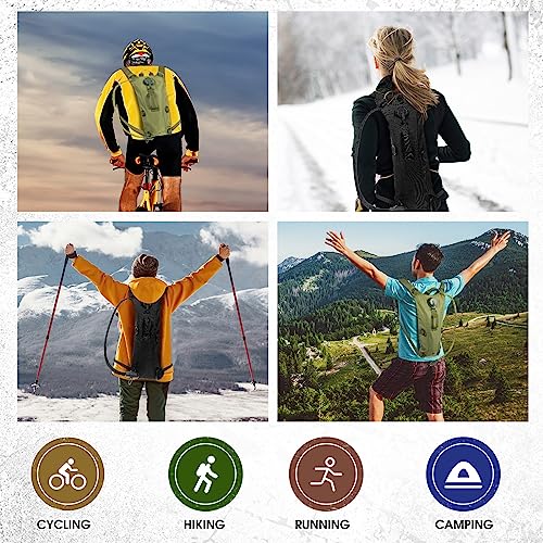 Sanwuta 2 Pcs Hydration Backpack with 3 Liter Water Bladder Tactical Lightweight 17.72 x 7.87 Inch Hydration Pack Backpack Water Backpack Hydration Bag Water Bag for Hiking Running - color: Black, Army Green