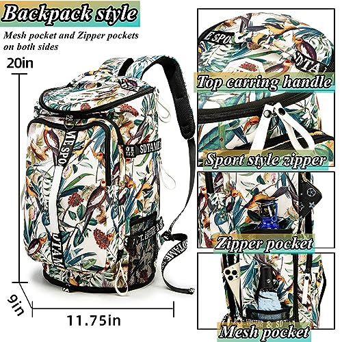 Gym Duffle Bag Backpack with Shoe Compartment,4 ways Travel Backpack for Women and Men,Multi-Functional Weekender bag with Waterproof Layer&Laptop Compartment for Fitness, Travel,Camping - color: Yellow