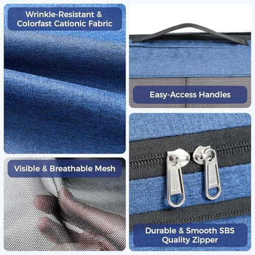 BAGAIL 8 Set Compression Packing Cubes, Durable & Wear-resistant Expandable Luggage Organizer Bags for Travel Accessories(Navy) - color: Navy