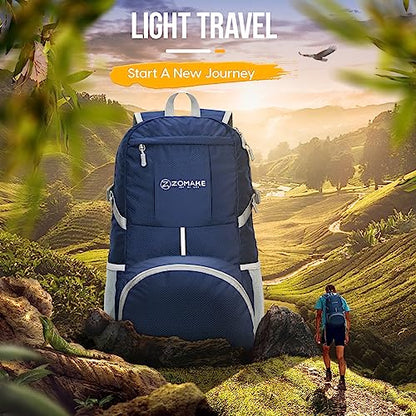 ZOMAKE Lightweight Packable Backpack 35L, Water Resistant Foldable Day Pack - color: B-royal Blue