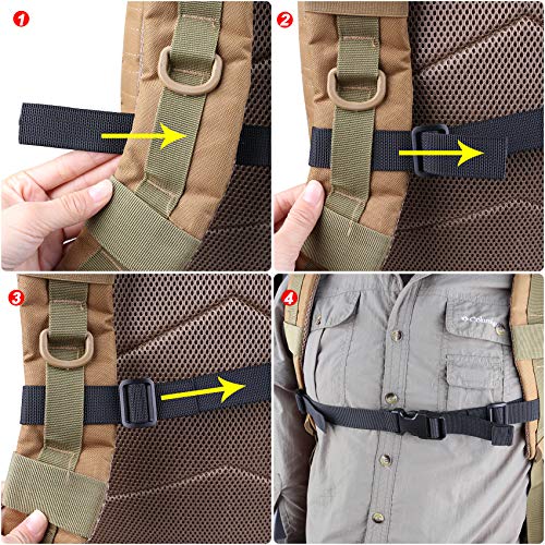 XTACER Backpack Chest Strap Adjustable Backpack Sternum Strap Chest Belt with Buckle (Pack of 4) - color: BLACK