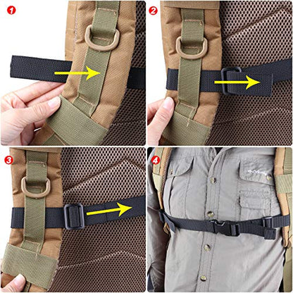 XTACER Backpack Chest Strap Adjustable Backpack Sternum Strap Chest Belt with Buckle (Pack of 4) - color: BLACK