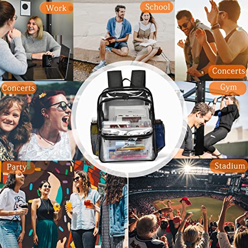 Clear Backpack,Clear Backpacks for School Heavy Duty See Through Bookbag Waterproof Backpack for Men Women - color: Clear Black