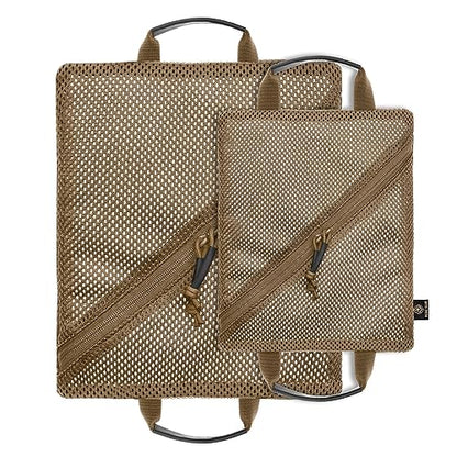 PETAC GEAR Tactical Storage Mesh Pouch Set,Insert Modular Utility Admin Pockets,Travel Organizer EDC Bag - color: Coyote Brown