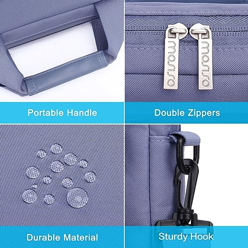 MOSISO Laptop Shoulder Bag 15.6 inch, 15-15.6 inch Computer Bag Compatible with MacBook Pro 16 inch, HP, Dell, Lenovo, Notebook with 2 Raised&1 Flapover&1 Horizontal Pocket&Handle&Belt, Lavender Gray - color: Lavender Gray, size: 16 inch