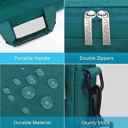 MOSISO Laptop Shoulder Bag 15.6 inch, 15-15.6 inch Computer Bag Compatible with MacBook Pro 16 inch, HP, Dell, Lenovo, Notebook with 2 Raised&1 Flapover&1 Horizontal Pocket&Handle&Belt, Teal Green - color: Teal Green, size: 16 inch