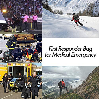 Trunab First Responder Trauma Backpack, Empty, Black | Medical Emergency Kits Storage, For EMT, EMS, Police, Firefighters, Jump Bag Pack - color: Black