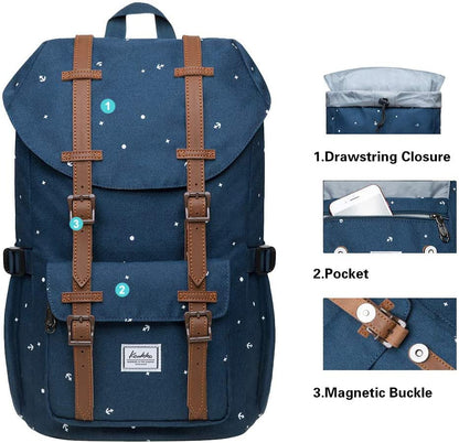KAUKKO Laptop Outdoor Backpack Traveling Daypack Hiking Rucksack Large Capacity Bag Fits 15.6"(13-BLUE) - color: P13-blue