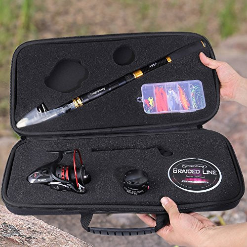 Sougayilang Fishing Rod Reel Combo with Telescopic Fishing Pole Spinning Reel Carrier Bag for Travel Saltwater Freshwater Fishing - size: 6.89 ft, style: B-full Kits With Carrier Case-style 2