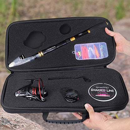Sougayilang Fishing Rod Reel Combo with Telescopic Fishing Pole Spinning Reel Carrier Bag for Travel Saltwater Freshwater Fishing - size: 7.87 ft, style: B-full Kits With Carrier Case-style 2