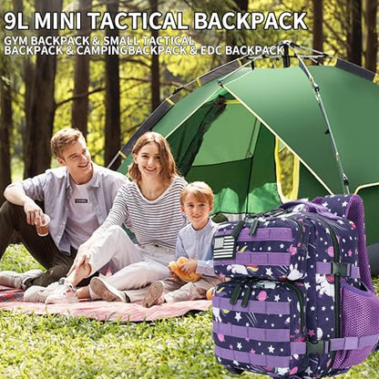 9L Mini Tactical Backpack for Men and Women Tactical Backpack Small for Hiking Small Tactical Bag Fitness Pack - color: Purplestar