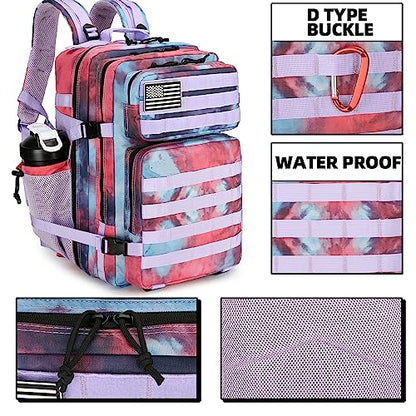 45L Military Tactical Backpack Hiking Backpacks Tactical Gear Camo Back Pack Army Molle Bag Rucksack Fitness Daypack - color: Nebulacamo