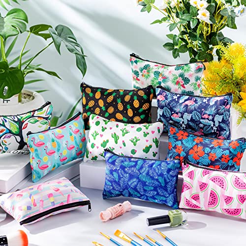 Reginary 20 Pcs Makeup Bags Gifts for Women Canvas Cosmetic Bags with Zipper Bulk Gift for Women Travel Purse Organizer Pouch Accessory, Toiletry Large Capacity, 7 x 4.3 Inch(Summer) - style: Summer