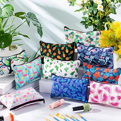 Reginary 20 Pcs Makeup Bags Gifts for Women Canvas Cosmetic Bags with Zipper Bulk Gift for Women Travel Purse Organizer Pouch Accessory, Toiletry Large Capacity, 7 x 4.3 Inch(Summer) - style: Summer