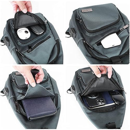 AMJ Crossbody Sling Bag Men Women, Casual Shoulder Backpack, Chest Daypack Satchel for Hiking Travel - color: Green, size: Small