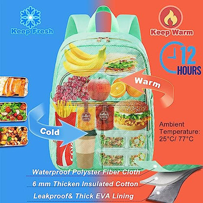 Weitars Lunch Backpack For Women Men,20L Cooler Backpack Insulated Lunch Bag For Women With Side Pockets Waterproof,Meal Prep Backpack,Adult Backpack Cooler For Lunch Picnic Hiking Camping Beach - color: Green