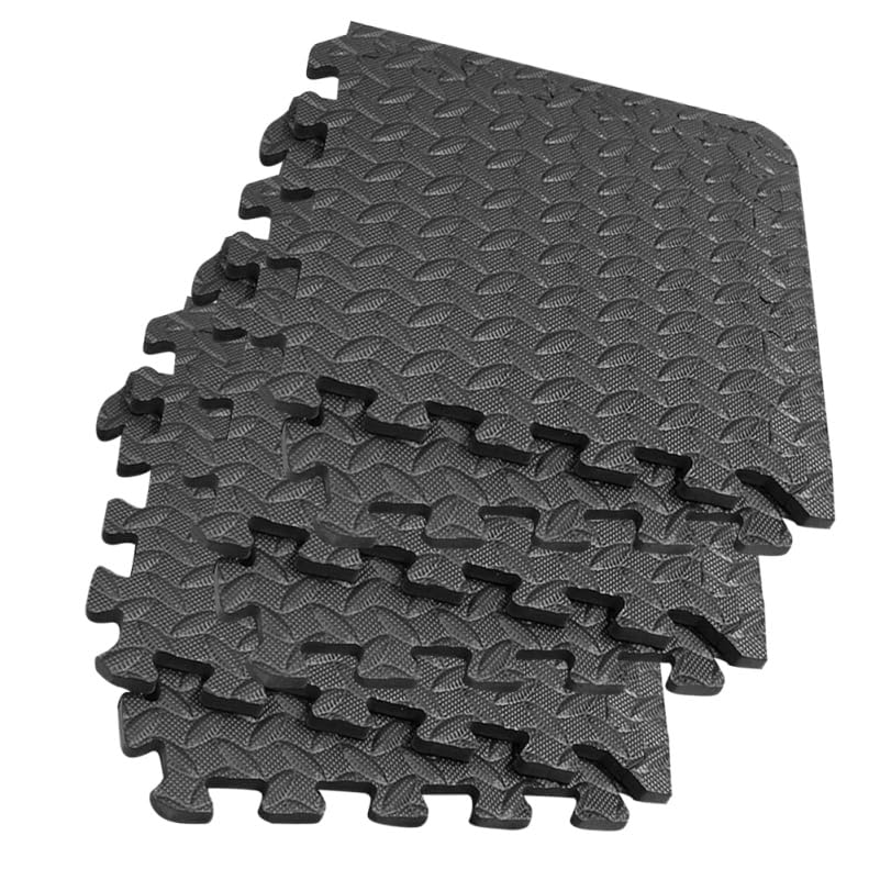 ibasenice Leaf Grain Gym Floor Mats 16 Pieces 11.81X11.81 Inch Eva Foam Interlocking Tiles Thick Cushioned Non-Slip Exercise Mats for Home Gym Yoga Dance