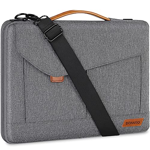 DOMISO 15-15.6 Inch Laptop Sleeve Bag Water Resistant Briefcase Messenger Shoulder Bag for ThinkPad L580/16 MacBook Pro/IdeaPad 320/Dell XPS 15/HP Envy x360/ASUS ROG Zephyrus/Acer Chromebook,Grey - color: Grey, size: 15 - 15.6 Inch