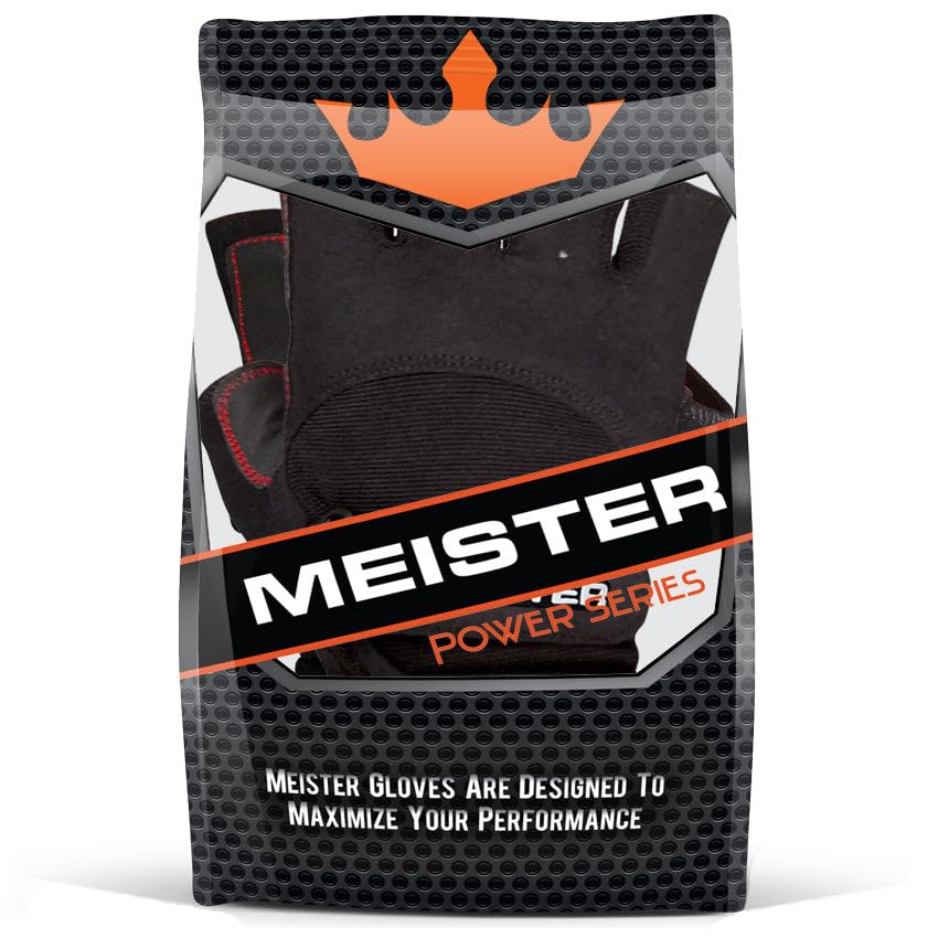 Meister Wrist Wrap Weight Lifting Gloves w/Gel Padding - color: Black / Red, size: X-Large
