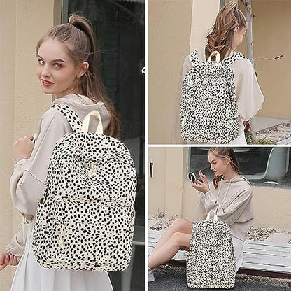 BTOOP School Backpack for Teens Bookbag Women Lightweight 15.6 inch Laptop Bag for Girls Casual High School College - color: Leopard-apricot