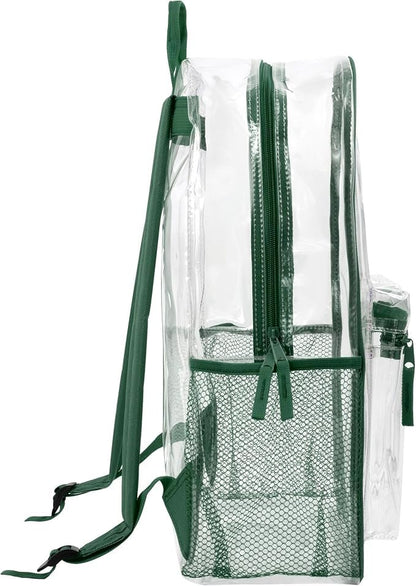 Trail maker Bulk Clear Backpacks Wholesale for School 24 Pack Clear Backpacks for Boys, Girls, School, Stadium, Travel - color: Green Pack