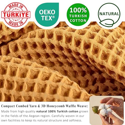 PÜSKÜL Natural 100% Turkish Cotton Waffle Bath Towels Set of 2-Piece | 32x63 Extra Large Absorbent Quick-Dry Lightweight Spa Towel | Luxury Sauna Accessories (Mustard Yellow Bath Towels - Pack of 2) - color: Mustrad Yellow