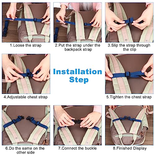 PATIKIL Backpack Chest Strap, 2 Pack Polyester Webbing Adjustable Replacement Strap with Quick-Release Buckle for Bag Outdoor Hiking Cycling, Sky Blue
