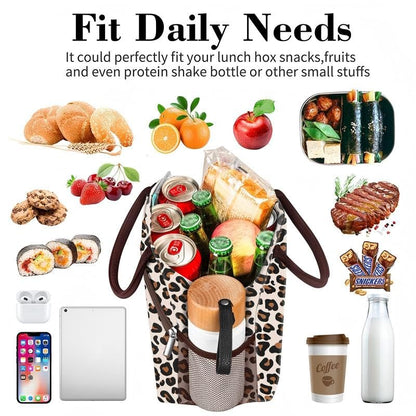Coobiiya Lunch Box Lunch Bag for Women Adults Men, Reusable Cute Lunch bag - Leakproof, Insulated Lunch Box Tote with Large Capacity, Cooler Container for Work/Travel/Office - color: Leopard