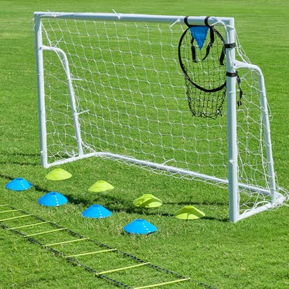 Soccer Goals for Backyard Soccer Goal 12x6 Big 10x6.5 8x6 6x4FT Soccer Goals for Youth Adults and Kids Large Metal 2" Goal Post with Agility Ladder and Target Net Soccer Cones Practice Equipment - style: 6×4 FT