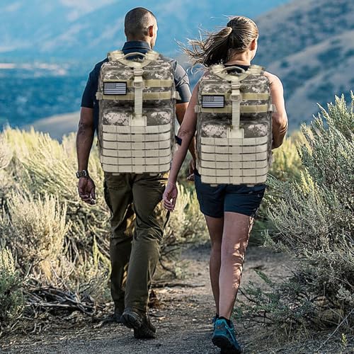 WOLT | Military Tactical Backpack for Men, Large Army 3 Day Assault Pack with MOLLE Bag for Hiking Survival Gear, Range Bag (CamouflageGrey) - color: Camouflagegrey