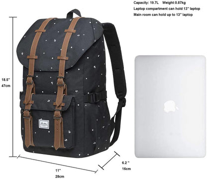 KAUKKO Laptop Outdoor Backpack Traveling Daypack Hiking Rucksack Large Capacity Bag Fits 15.6"(5-12-BLACK) - color: P12-black