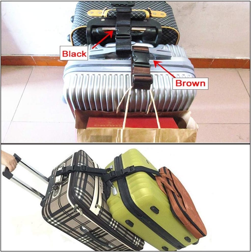 BlueCosto Luggage Straps to Add a Bag - 4 Straps, Black - Adjustable Travel Buckle to Add & Carry Backpack, Purses & Bags