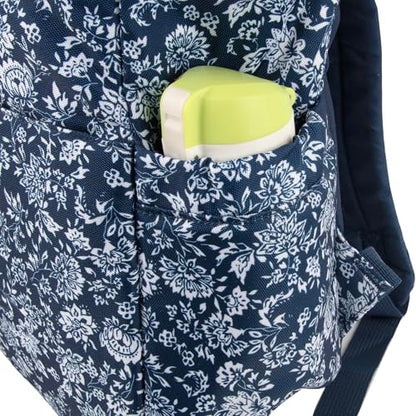 Multi-Function Floral Diaper Backpack and Travel Nappy Baby Bag with Changing Pad and Stroller Straps - color: Navy Blue Floral