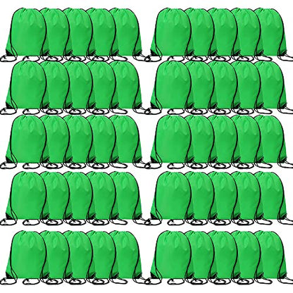 CODOBON 50 Pcs Drawstring Bags, Bulk Draw String Backpack, Cinch Polyester Bag for Gym Sport, Green - color: Green