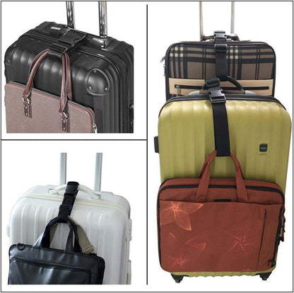BlueCosto Luggage Straps to Add a Bag - 4 Straps, Black - Adjustable Travel Buckle to Add & Carry Backpack, Purses & Bags