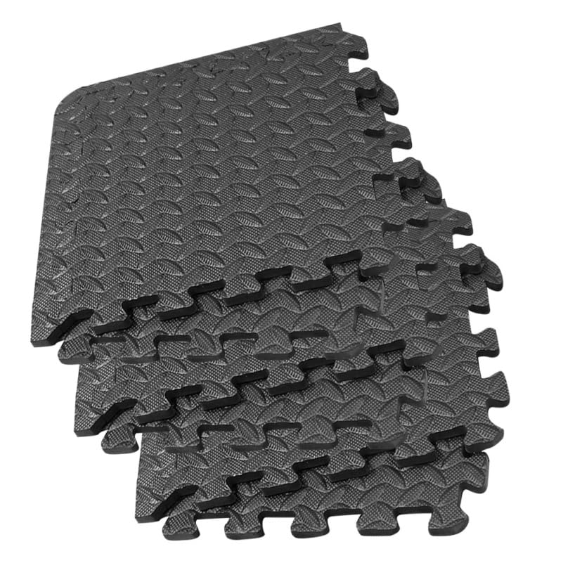 ibasenice Leaf Grain Gym Floor Mats 16 Pieces 11.81X11.81 Inch Eva Foam Interlocking Tiles Thick Cushioned Non-Slip Exercise Mats for Home Gym Yoga Dance