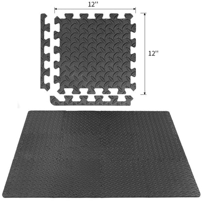 ibasenice Leaf Grain Gym Floor Mats 16 Pieces 11.81X11.81 Inch Eva Foam Interlocking Tiles Thick Cushioned Non-Slip Exercise Mats for Home Gym Yoga Dance