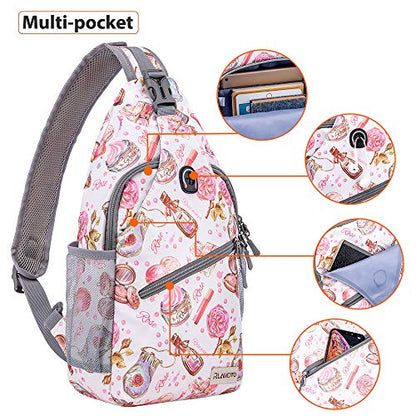 ZOMAKE Sling Bag,Small Crossbody Sling Backpack,Water Resistant Shoulder Daypack for Travel,Anti Thief Chest Bag for Hiking(Cosmetic White) - color: Cosmetic White